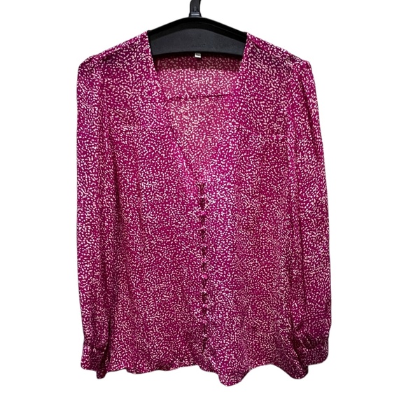 Joie 100% Silk Pink Daisy Blouse Chiffon Size Small - Picture 2 of 7